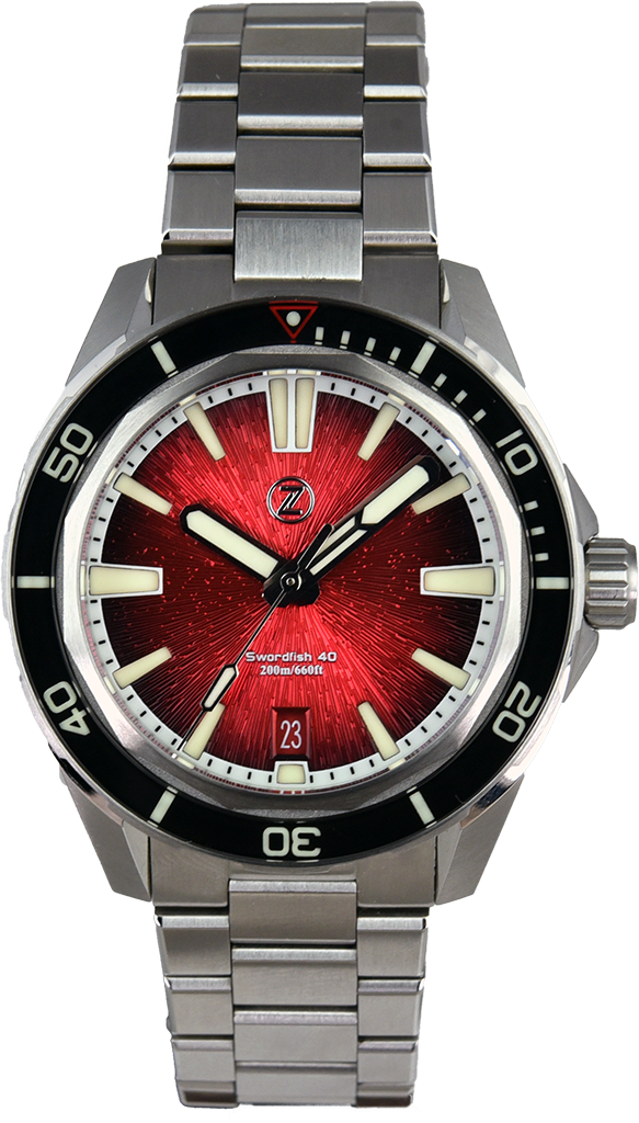 Zelos Swordfish 40mm Crimson Red (Pre-owned) - SeriousWatches.com