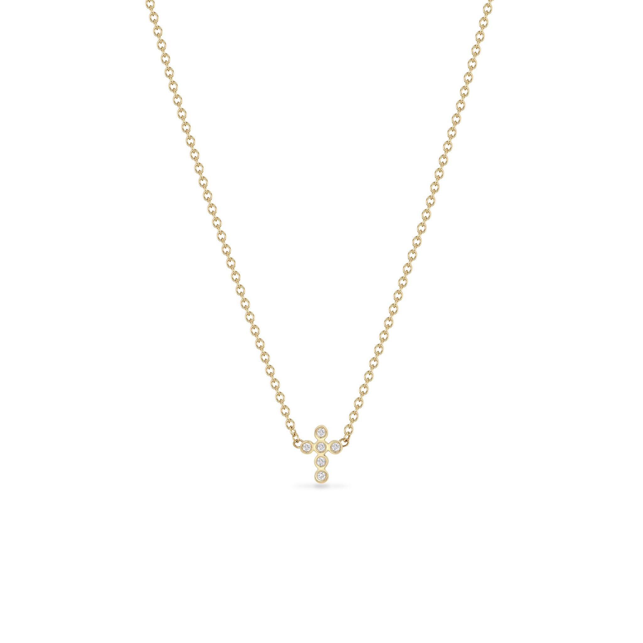 Zoe Chicco 14K Gold Diamond Cross Stud Necklace | Maine & New