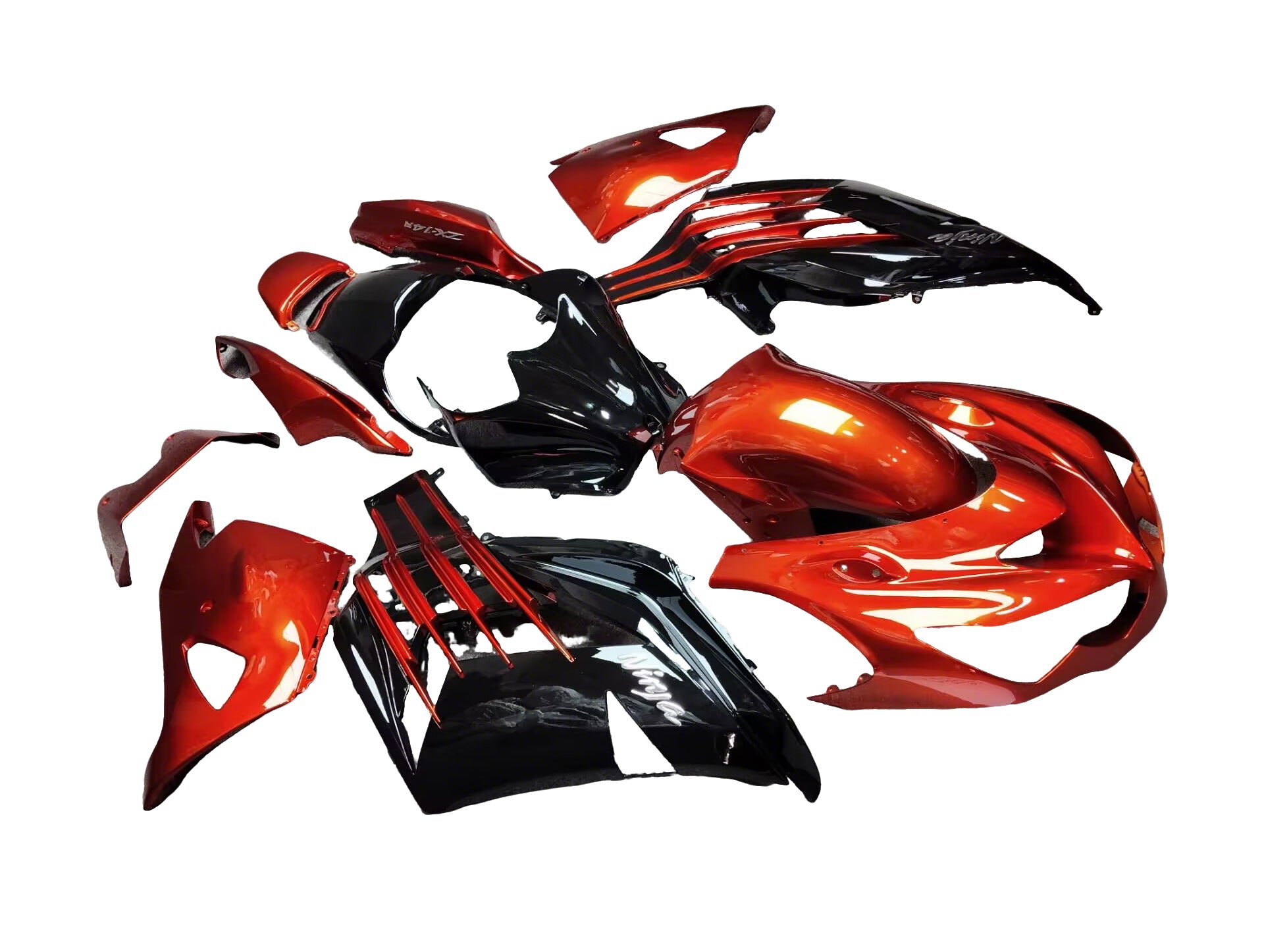 Fairings For Plastics Kawasaki ZX14R Ninja Orange Black (2012-2021