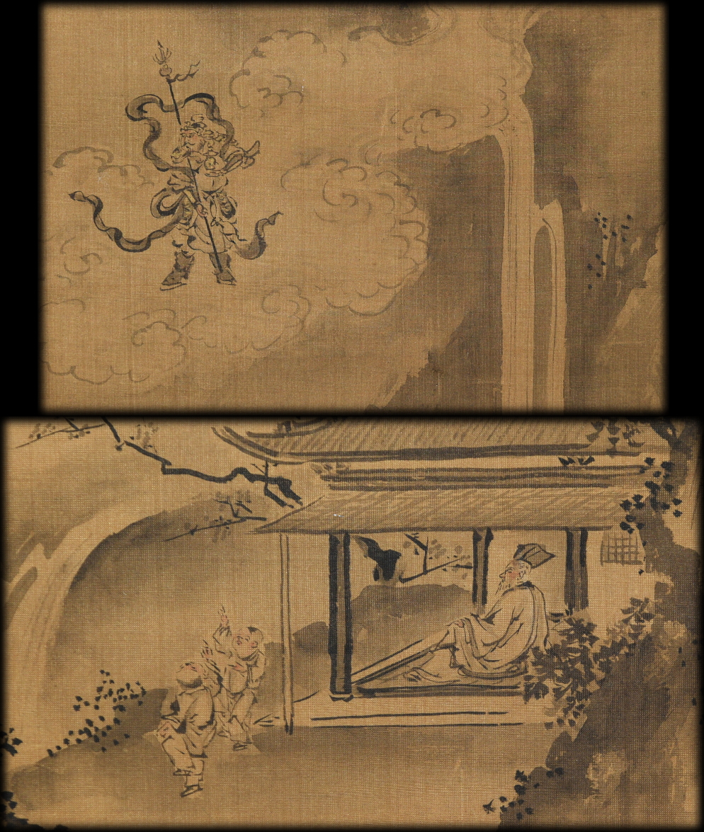 狩野晴川院養信「松竹梅七福神図 双幅」：C-691j[掛け軸]古美術谷口