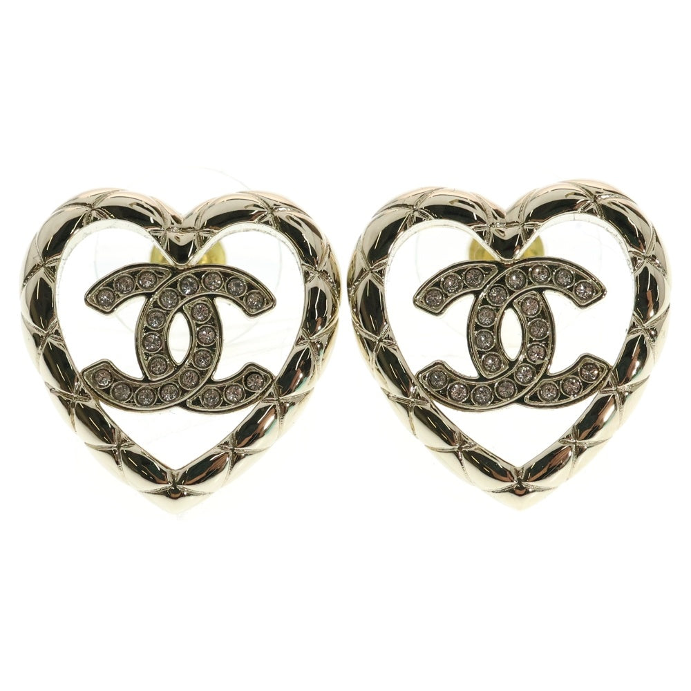 CHANEL(シャネル) ココマーク ロゴ ラインストーン ハート ピアス