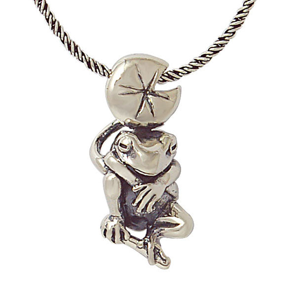 蓮に蛙首飾｜和のシルバーアクセサリーブランド［かすう工房］