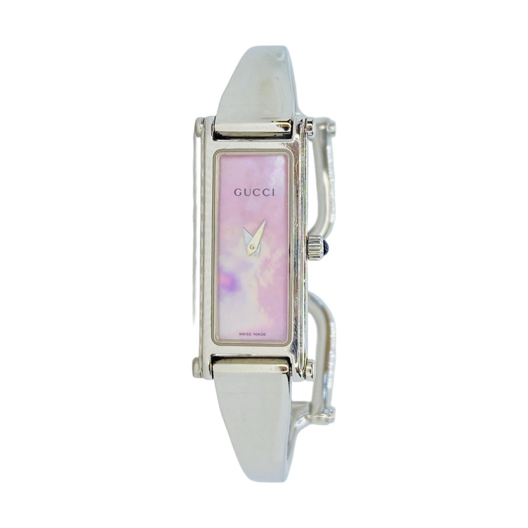 Gucci 1500L Small Rectangular Bangle Watch Pink Mother-of-Pearl