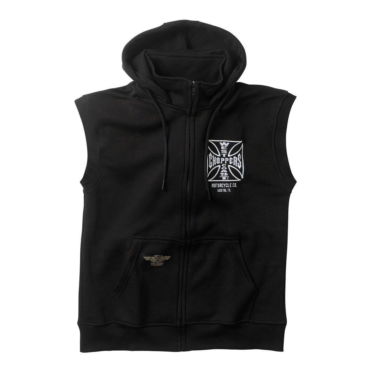 WCC OG ATX SLEEVELESS ZIP HOODY BLACK – West Coast Choppers