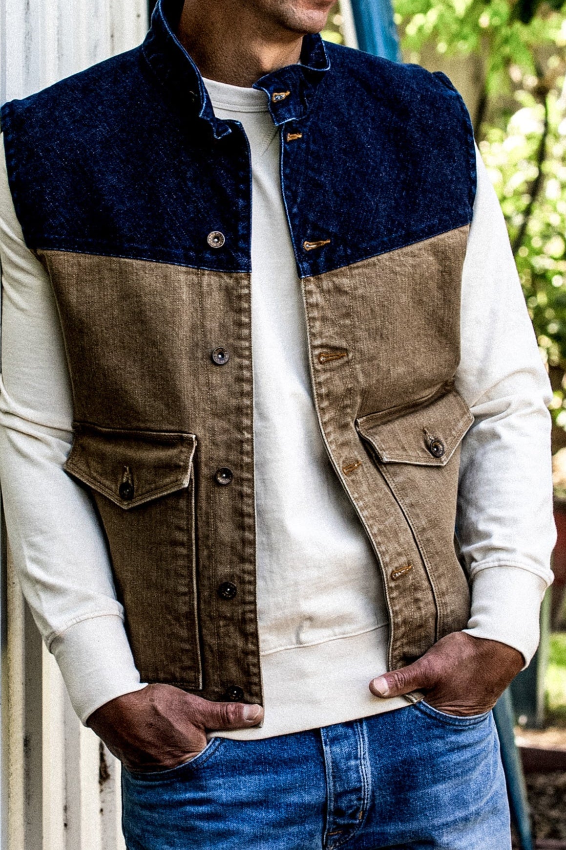 James Vest Wheat | 14oz Broken Twill Denim – WiesMade