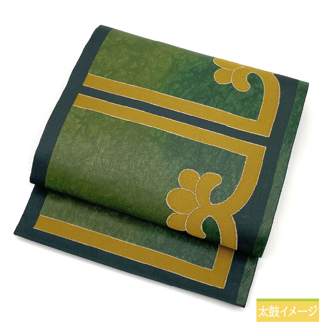 リサイクル着物】袋帯 正絹 Aランク 漆箔 西陣織 抽象模様 帯丈436cm