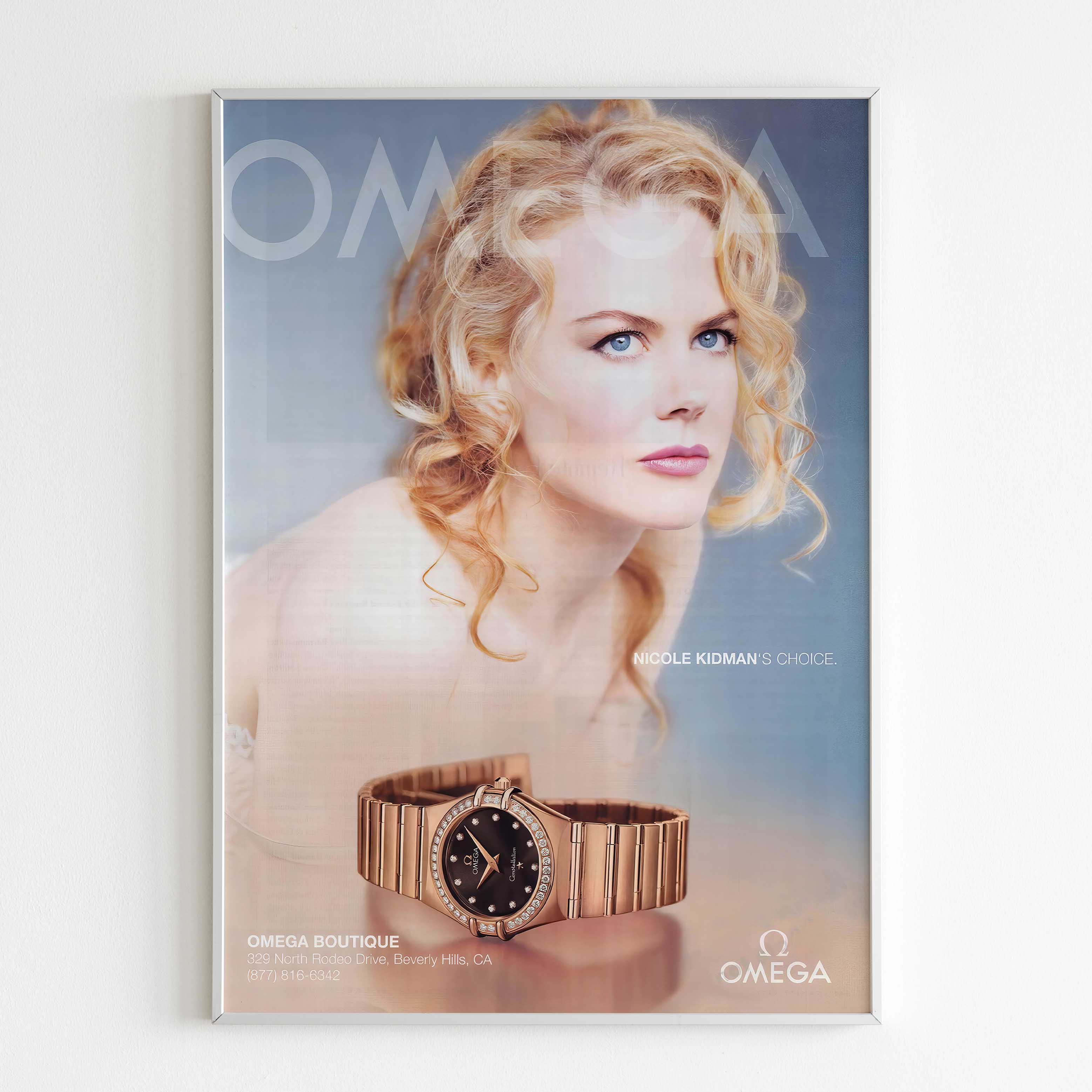 Omega Nicole Kidman Watch Advertising Poster, Vintage Design