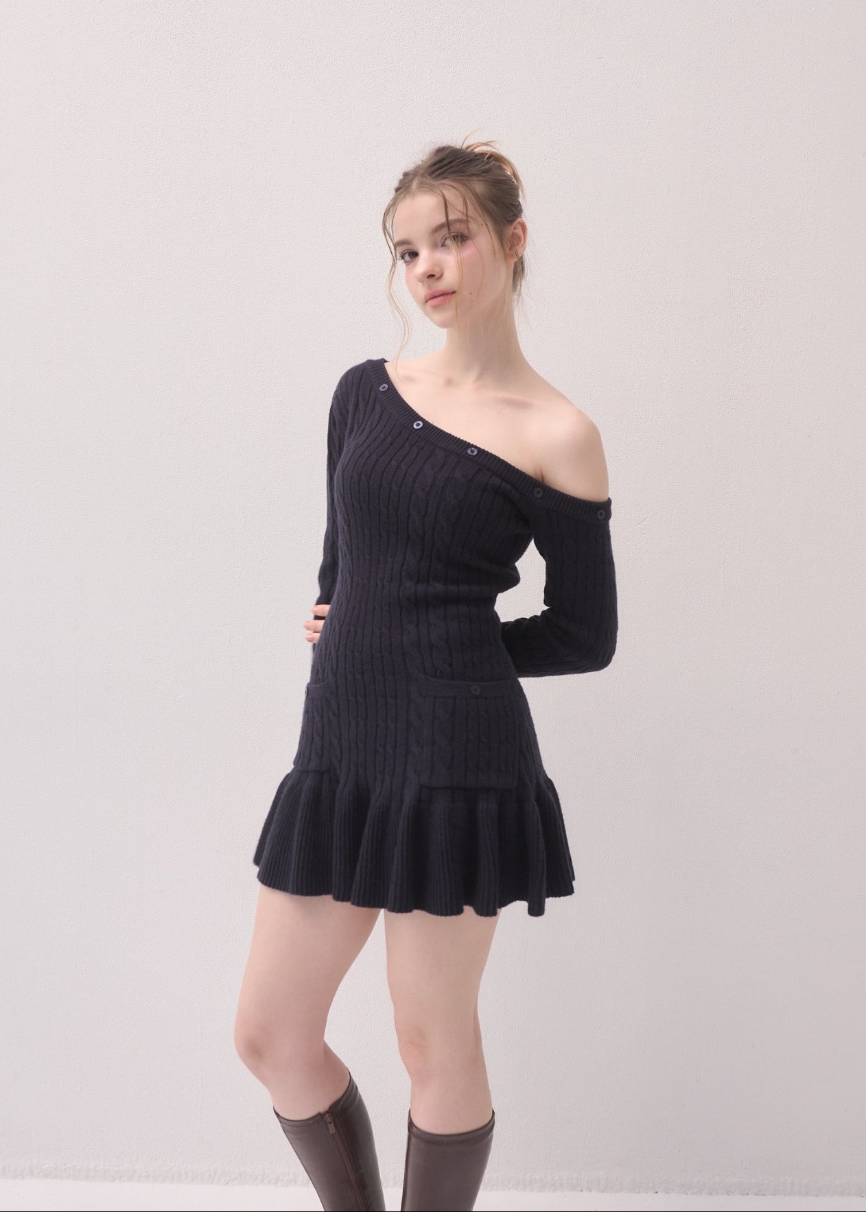One shoulder cable knit op – YILON