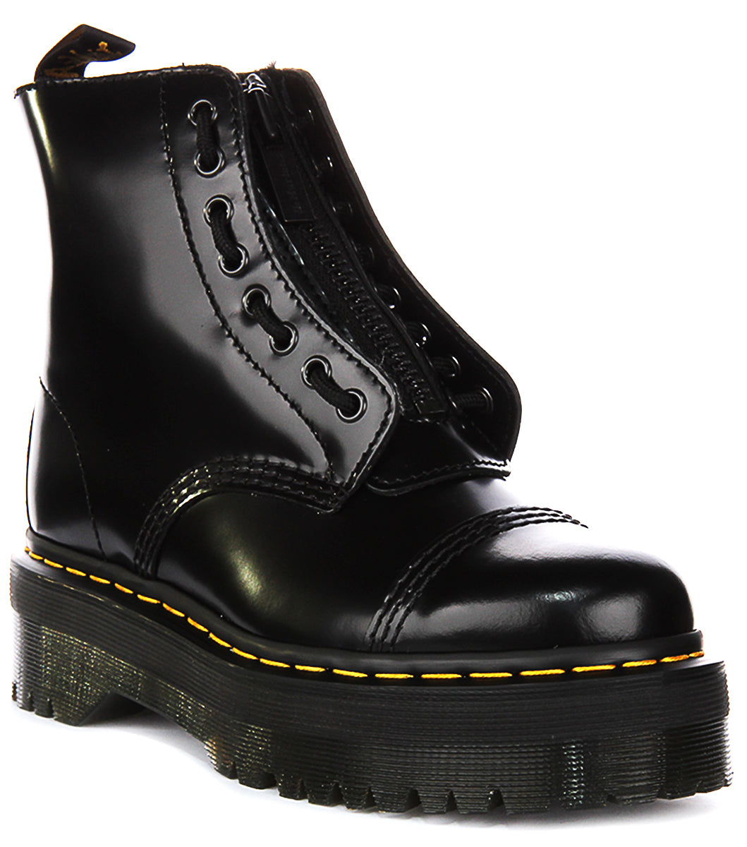Dr Martens Sinclair Fl Black For Women | Front Zip Fur Lined Boot