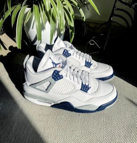 Leather Nikee Air Jordan Retro 4 Midnight Navy Semi Ua Shoes at