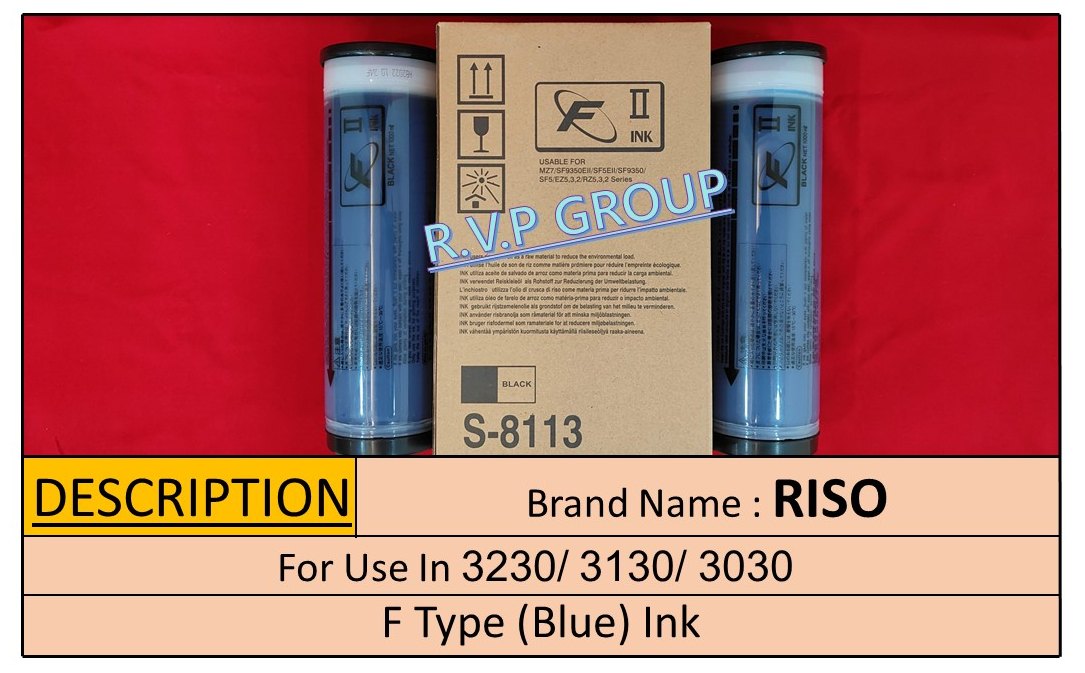 Riso S-8113 Black F II Type Duplicator Ink Box of 2 Riso S8113U