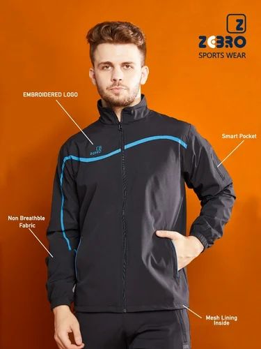 Nylon Zebro Upper Mackintosh Track Jacket, Black at ₹ 1566/piece