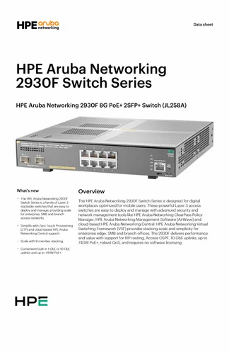 HPE Aruba JL258A-2930F 8G PoE 2SFP+ Network Switch at ₹ 82908