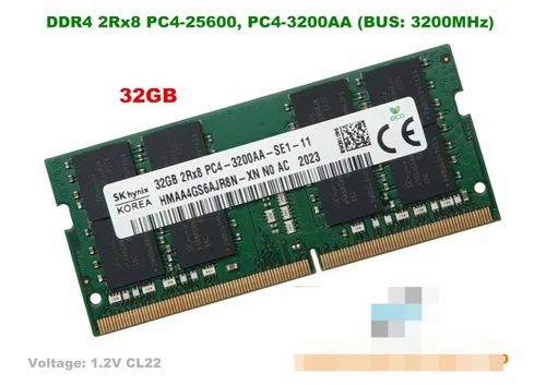 SAMSUNG 32GB DDR4 3200MHz PC4-25600 1.2V 2Rx8 260-Pin SODIMM