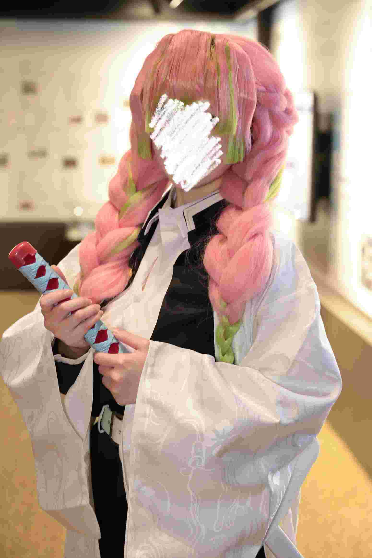 三分妄想 鬼滅の刃 コスプレ 甘露寺蜜璃 ウィッグ