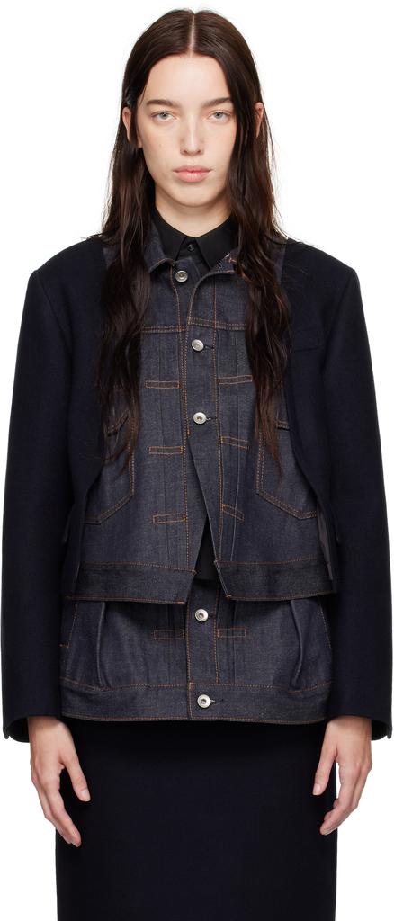 Navy Wool Melton & Denim Jacket – On Sale Now with Up to 70% Off