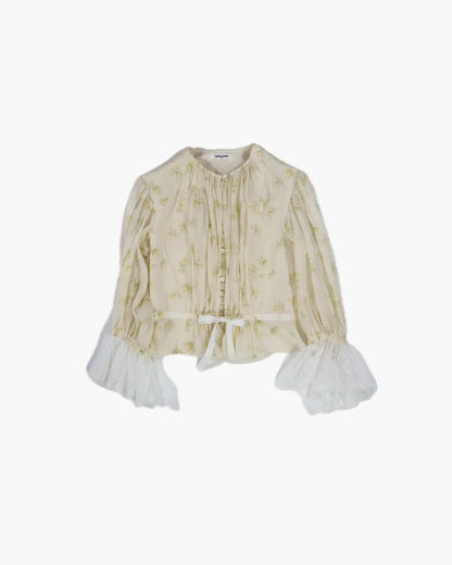 FUMIKA UCHIDA/ FLOWER PRINTED LAYERED BLOUSE / OFFWHITE – 601