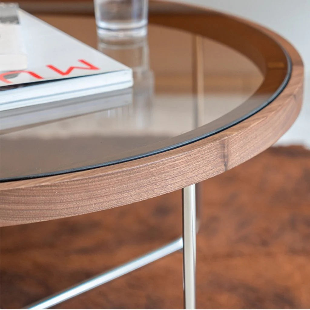 ナチュラルモダンサイドテーブル｜ガラス天板と木製デザイン – 6JOHAN