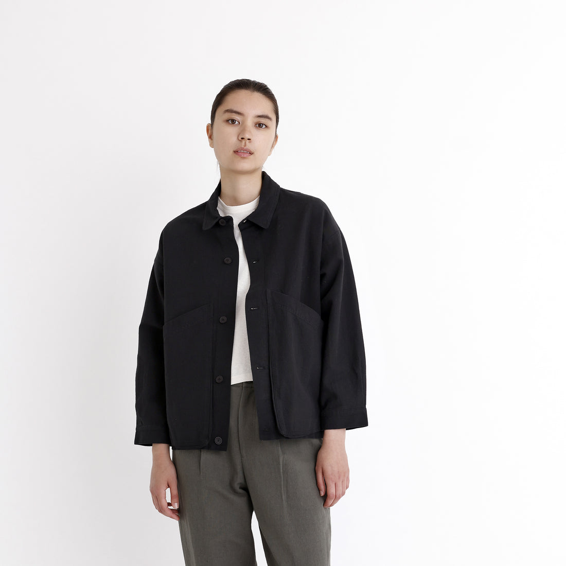 Signature Panel Pockets Shirt Jacket - Black – 7115 by Szeki