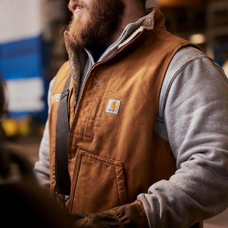 Carhartt Work Vest Washed Duck Sherpa 104277 Brown 71workx