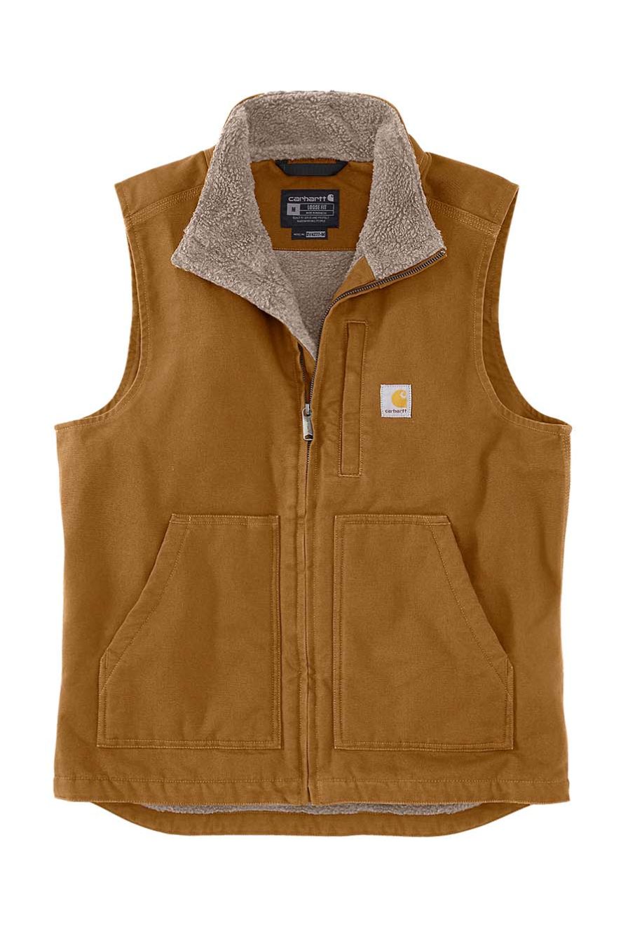 Carhartt Work Vest Washed Duck Sherpa 104277 Brown 71workx