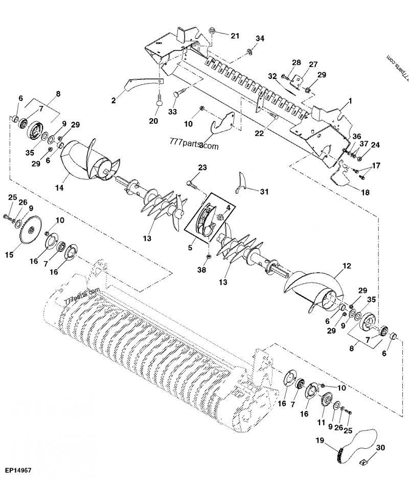 Pickup Rotor Frame And Augers (Mega Wide Plus Pickup) - BALER