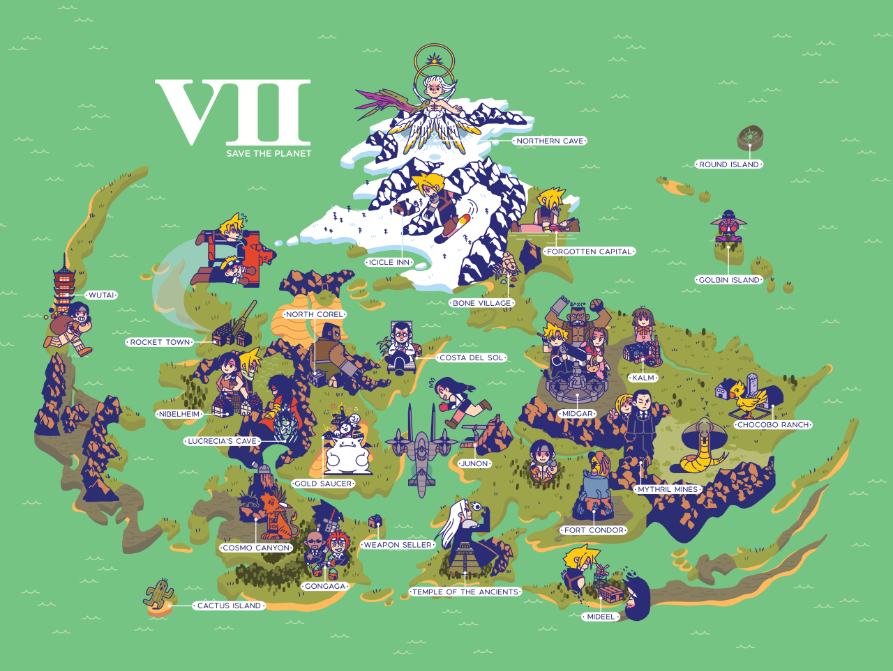 すごく懐かしいFFVIIの世界地図（ファンアート） : r/FinalFantasy