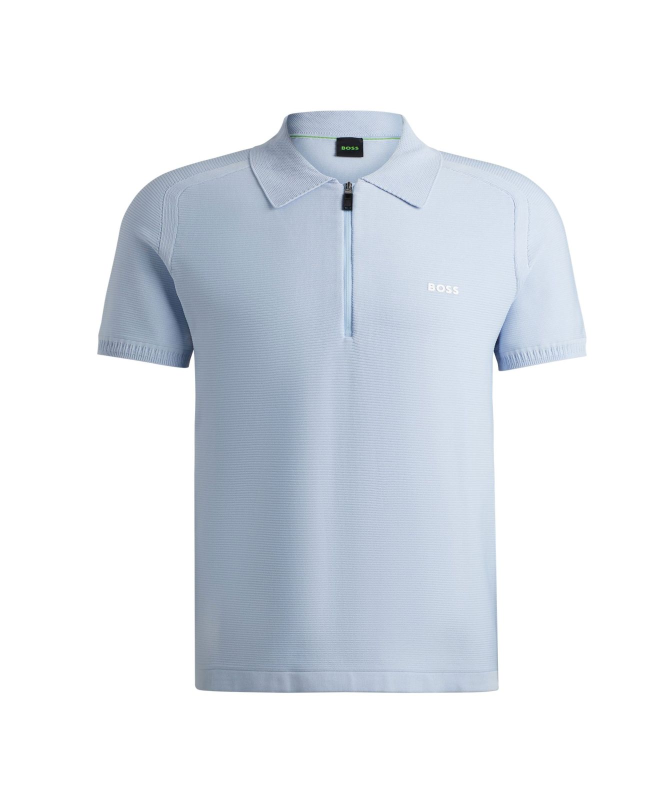 BOSS Men's Zayno Zip Short Sleeve Sweater | Mint or Sky Blue