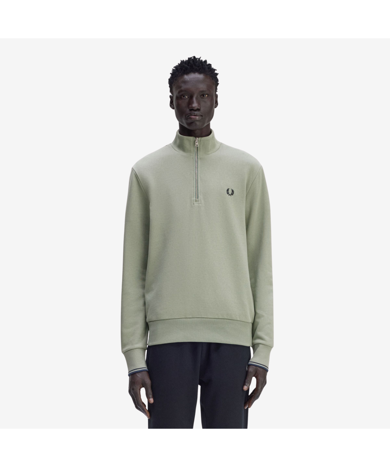 Fred Perry Half Zip Sweatshirt | Ecru- M3574-Z46, Sport Green