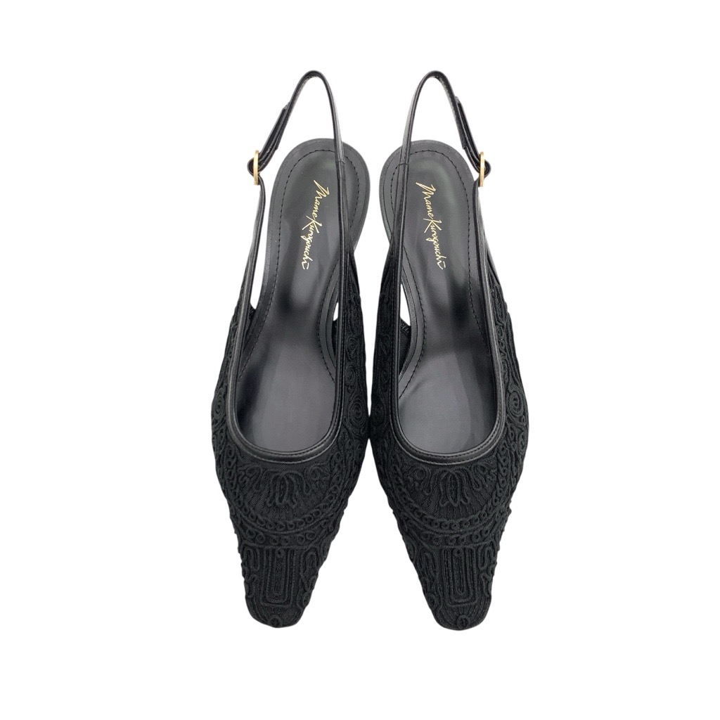 Mame Kurogouchi マメクロゴウチ Cording Embroidery Sling Back Heels