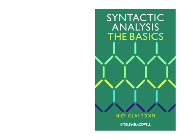 PDF) Syntactic Analysis: The Basics