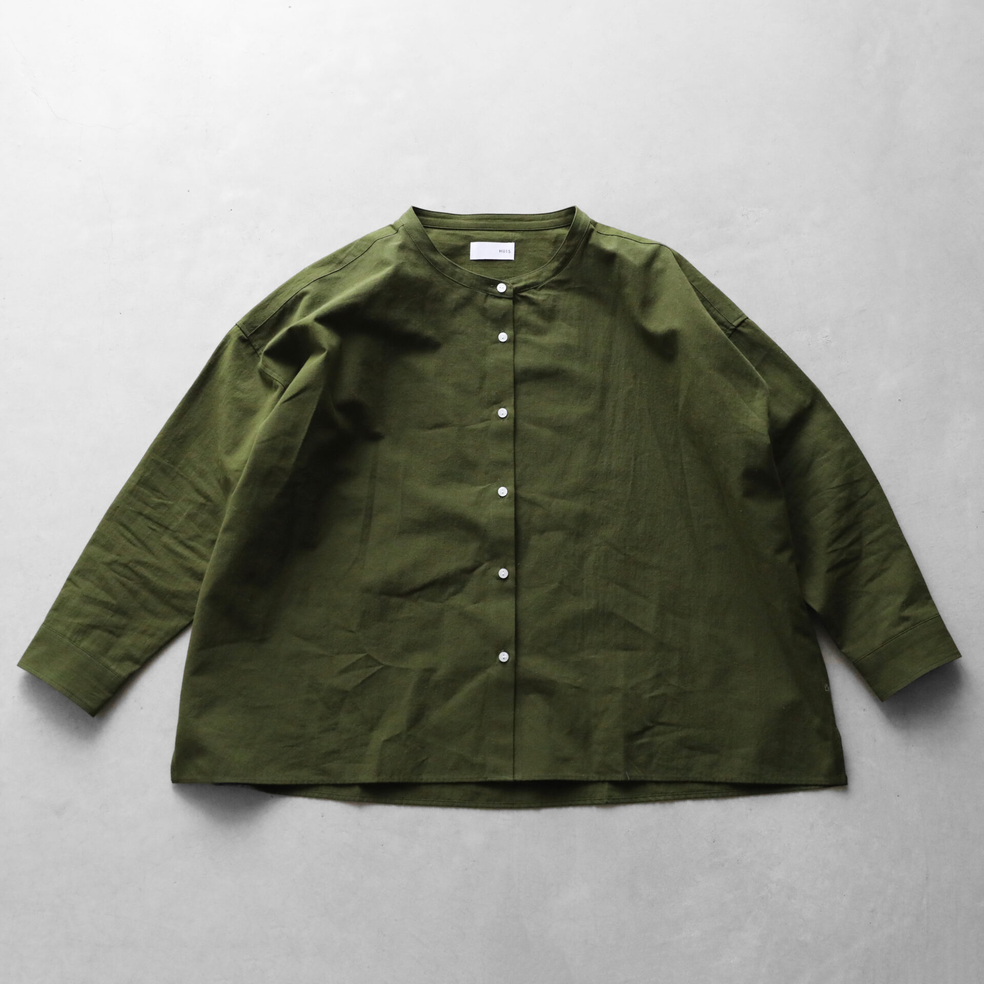 ギザコットンヘンプバンドカラーワイドブラウス U104をリリースしま