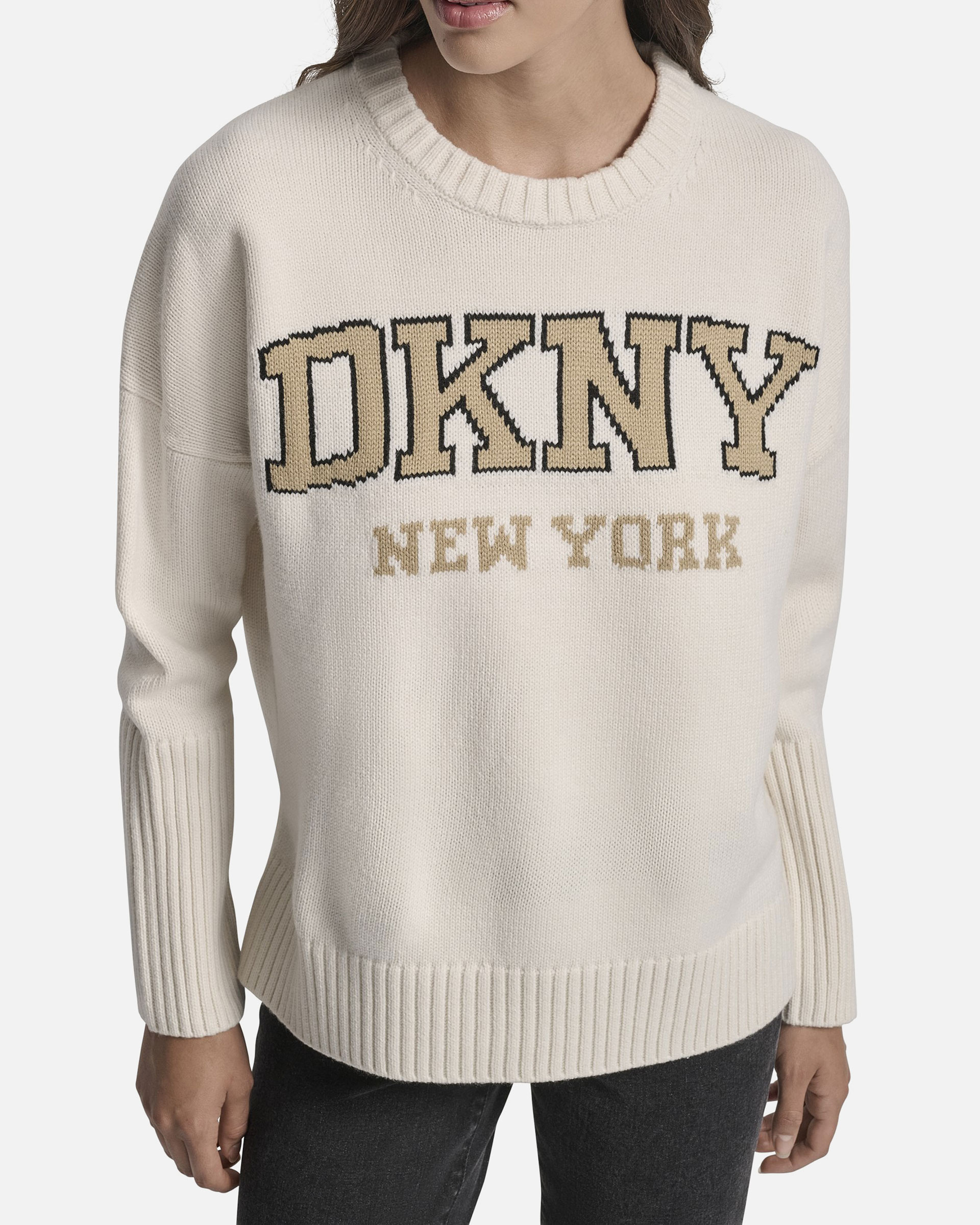 DKNY Jeans DJ4R0362 Beige Knitted sweatshirt - 302-4R0362-05 - PROF