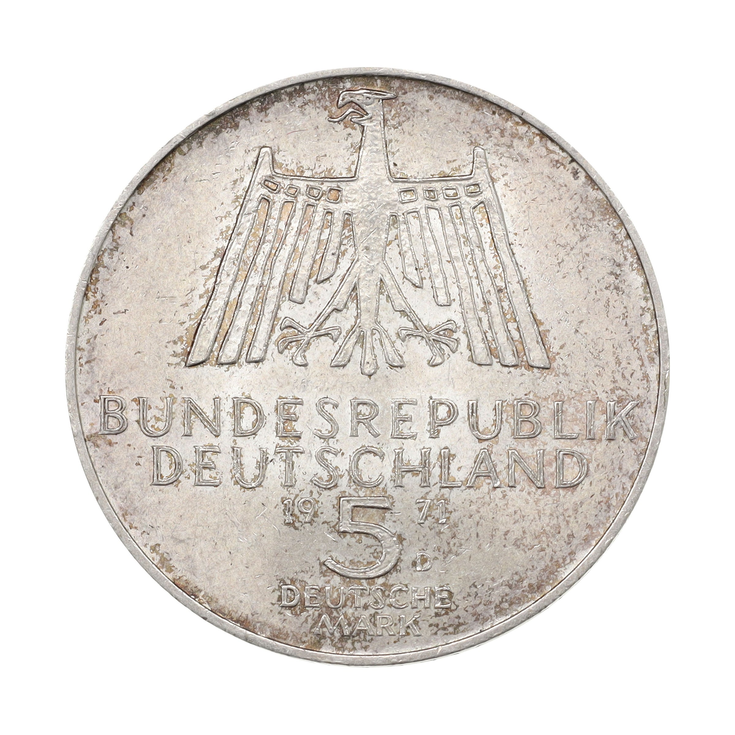 ドイツ 1971D 5マルク 銀貨 生誕500周年記念 Germany 5 Mark silver