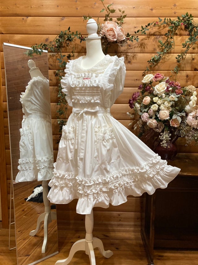 ハートエプロン 黒×オフ白 BABY ハートエプロン 黒×オフ白 BABY ハート