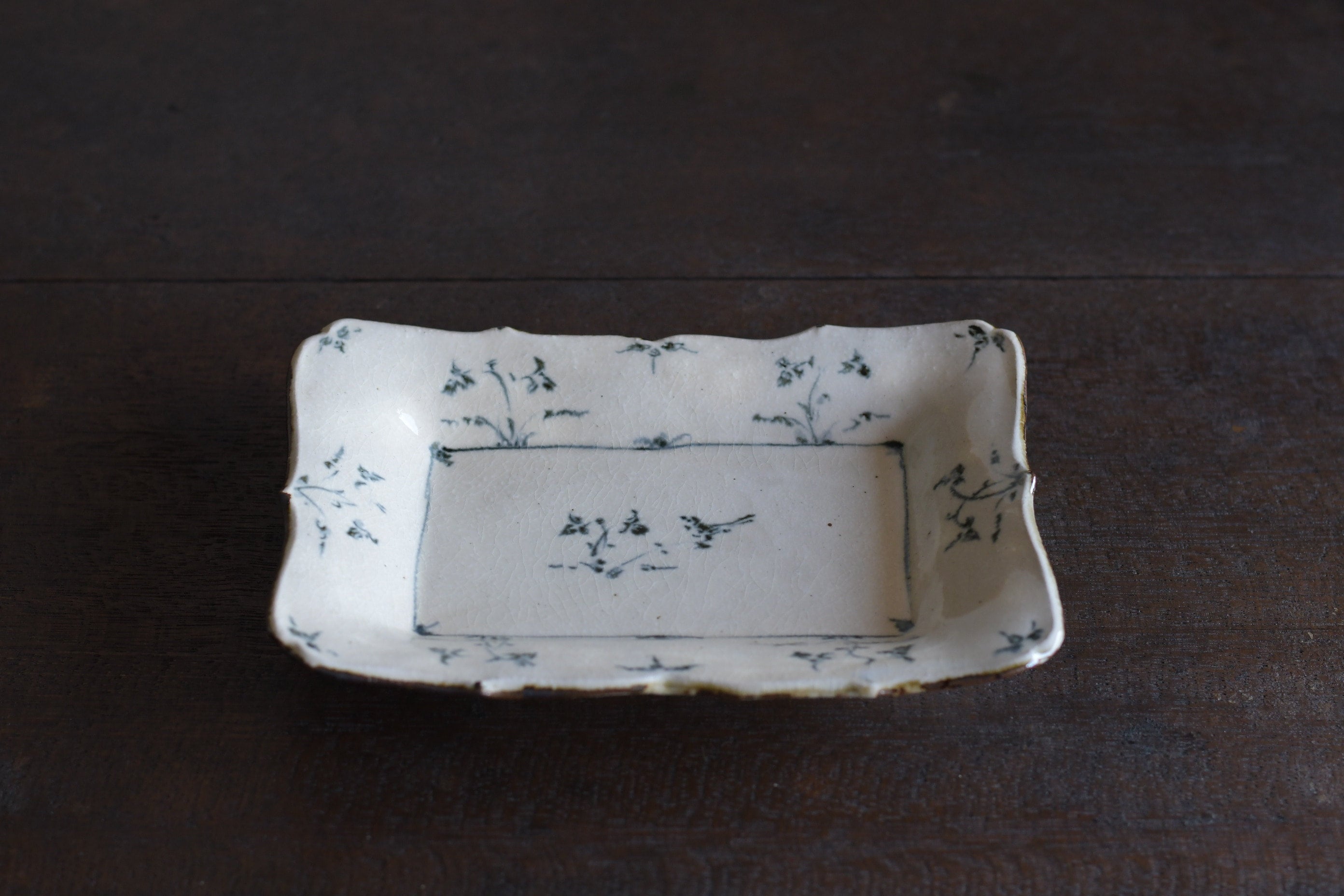 藤田佳三｜染付輪花長方皿 | UTSUWA-HOTARU online store