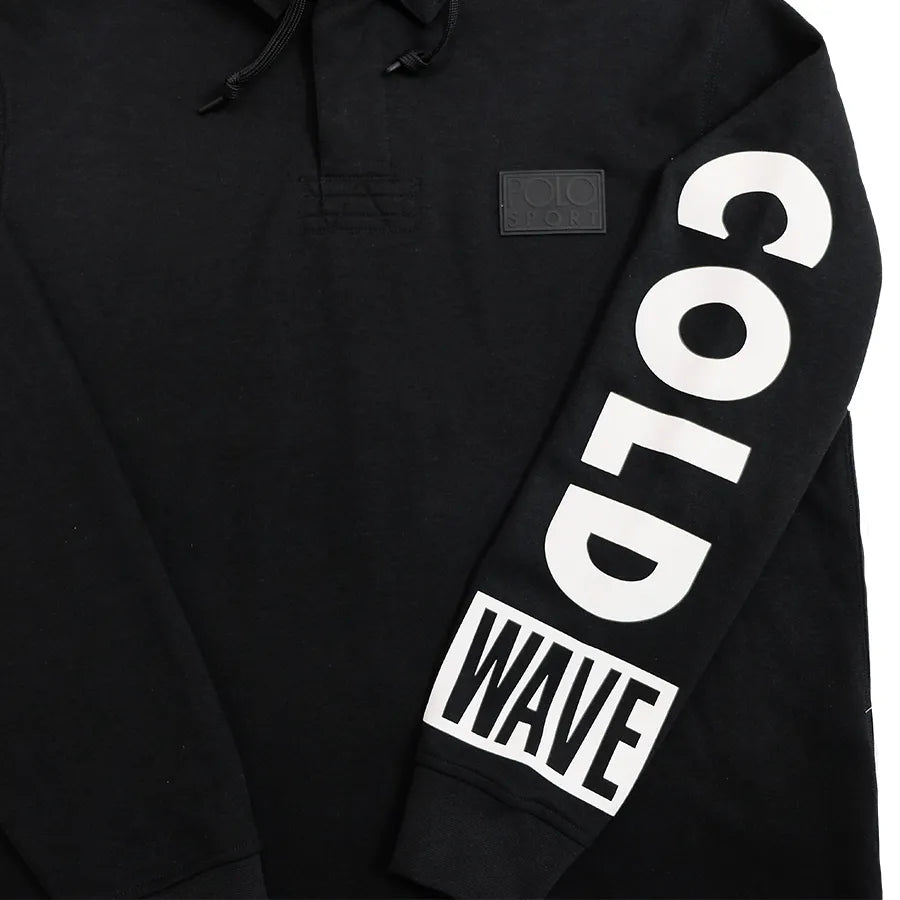 POLO RALPH LAUREN SNOW BEACH HOODED RUGBY SHIRT BLACK WHITE L