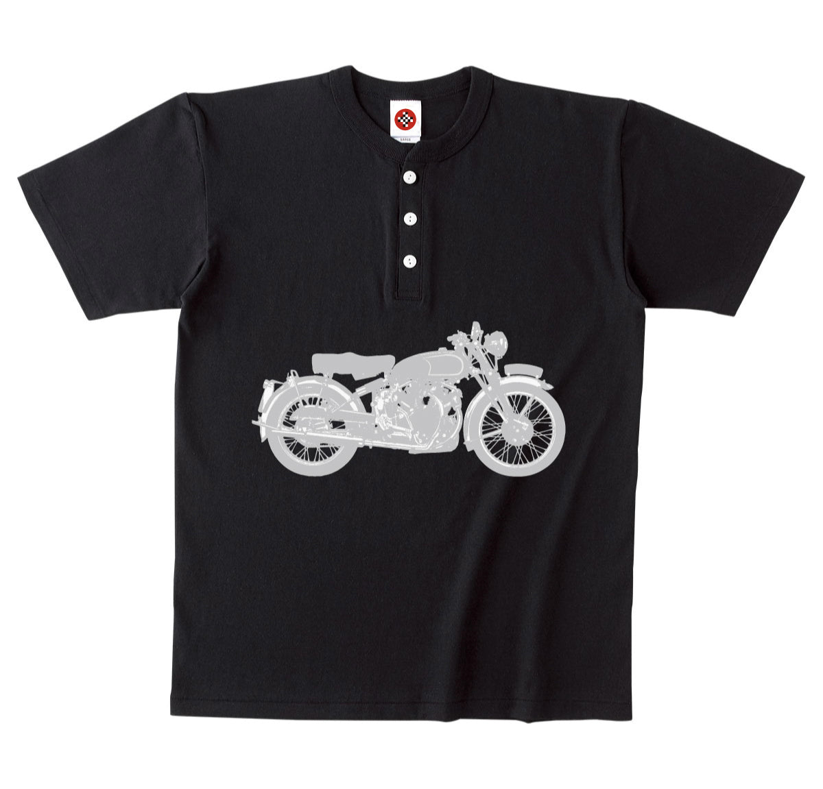 ヴィンテージ・バイクが鈍い光を浮かべる時」ヘンリーネックTシャツ