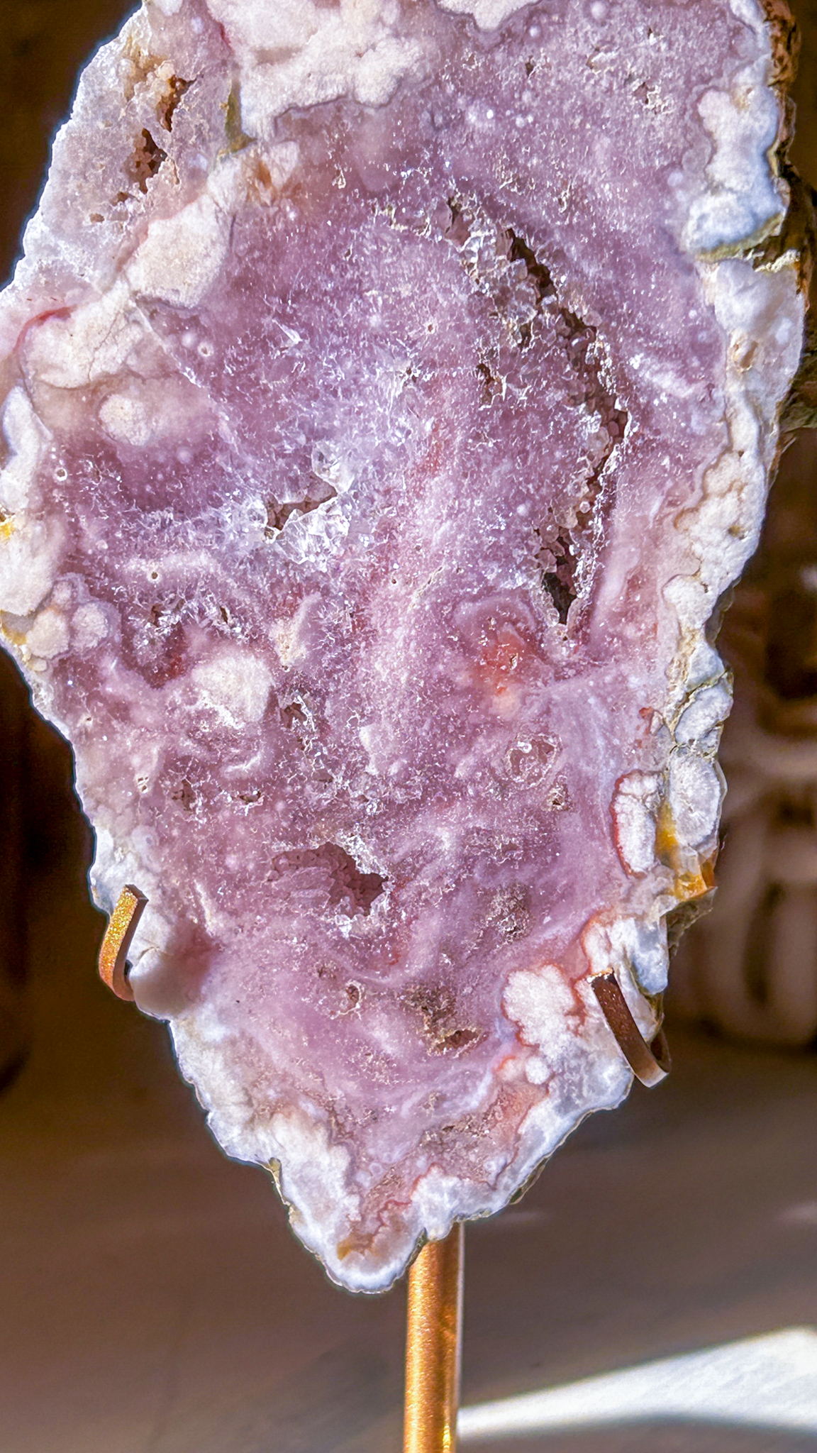 ピンクアメジストxフラワーアゲートの断面プレート Look inside