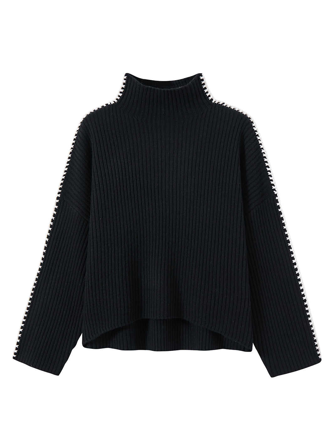 Cashmere Blend Mock Neck Black Women's Sweater | 27 Miles