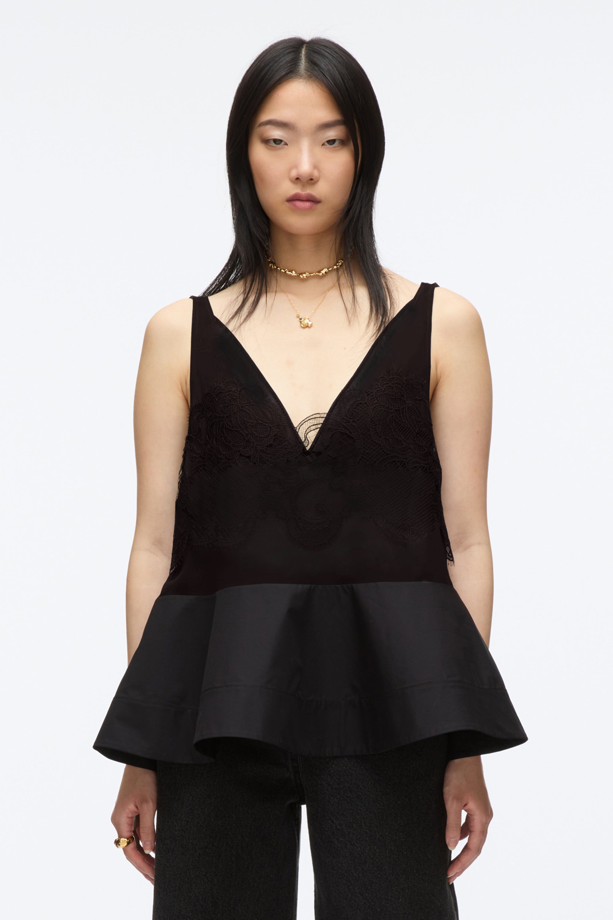 Chiffon Peplum Tank with Lace – 3.1 Phillip Lim