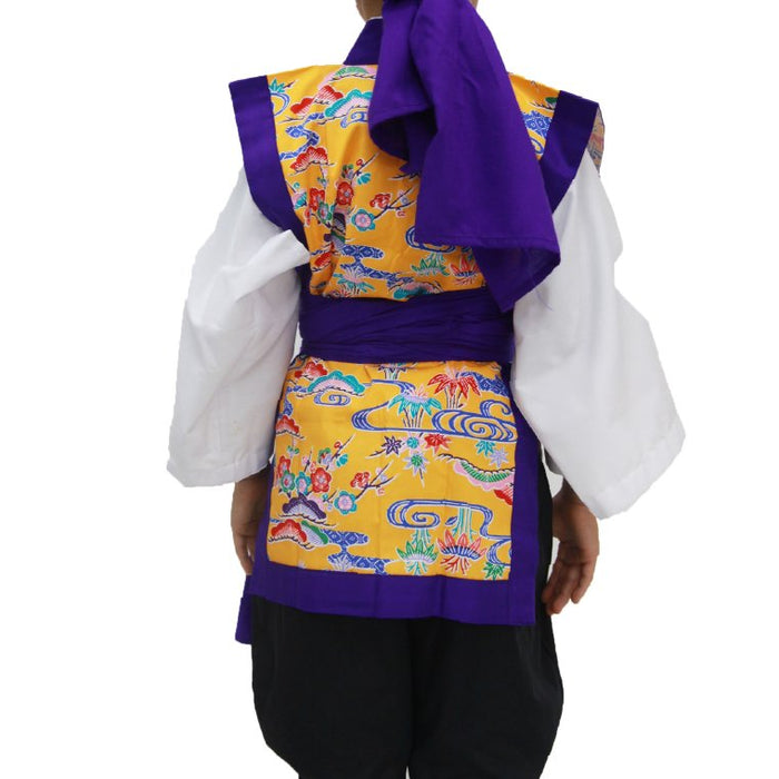 子供用エイサー打掛（紫衿×赤紅型柄） | つは琉球店