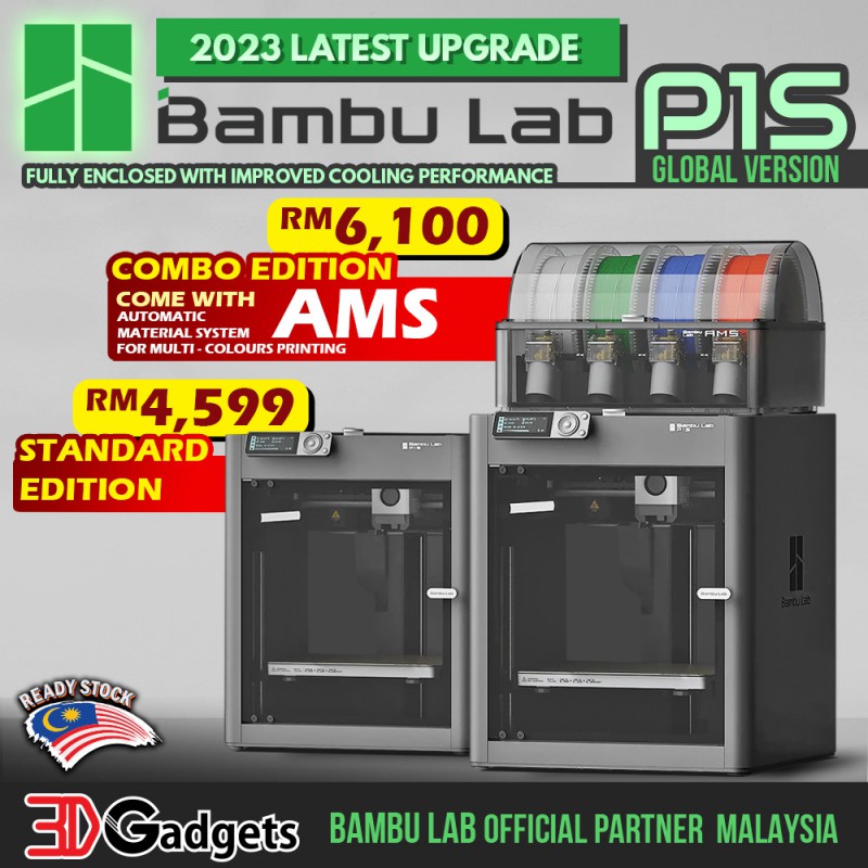 Bambu Lab P1S / P1S Combo AMS FDM 3D Printer | 3D Gadgets Malaysia