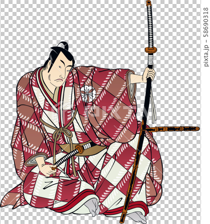 浮世絵 武士 その20のイラスト素材 [58690318] - PIXTA