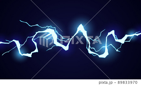 エフェクト風_水色の雷の背景_イラスト素材_16:9のイラスト素材