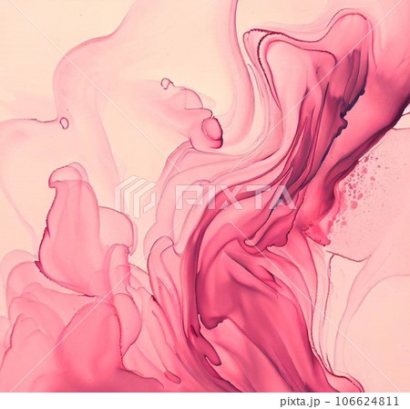 ピンクの水墨画で恋をイメージした抽象画のイラスト素材 [106624811