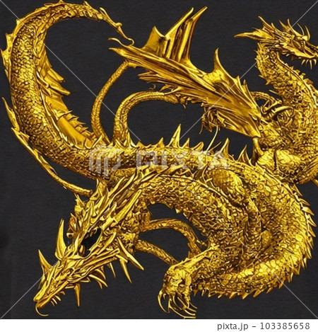 金色に輝く龍のイラスト素材 [103385658] - PIXTA