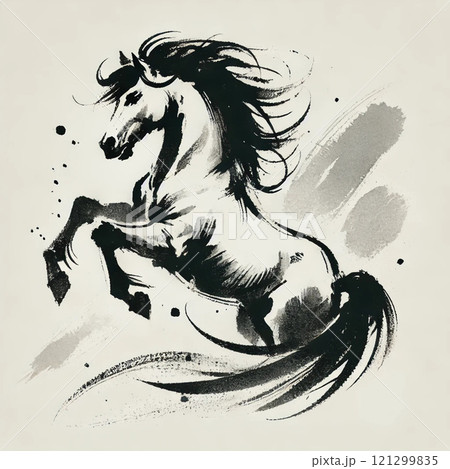 馬の水墨画のイラスト素材 [121299835] - PIXTA