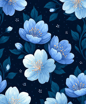 版画 ヴィギュド 青い基調の青い花々 106/200 版画 ヴィギュド 青い