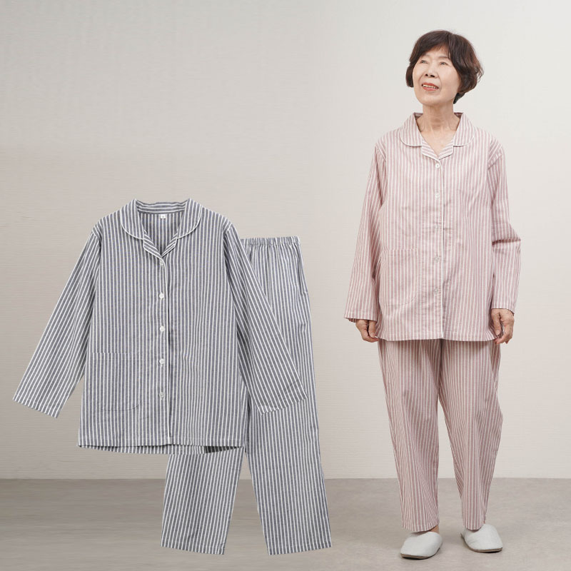 綿100% 先染めストライプ パジャマ